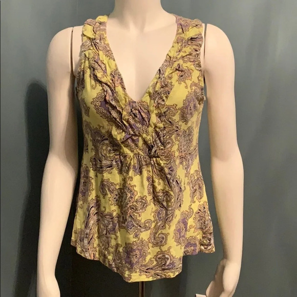 ANTHROPOLOGIE Akemi + Kin Hauraki Highlighter Yellow Paisley Tank - Picture 1 of 6